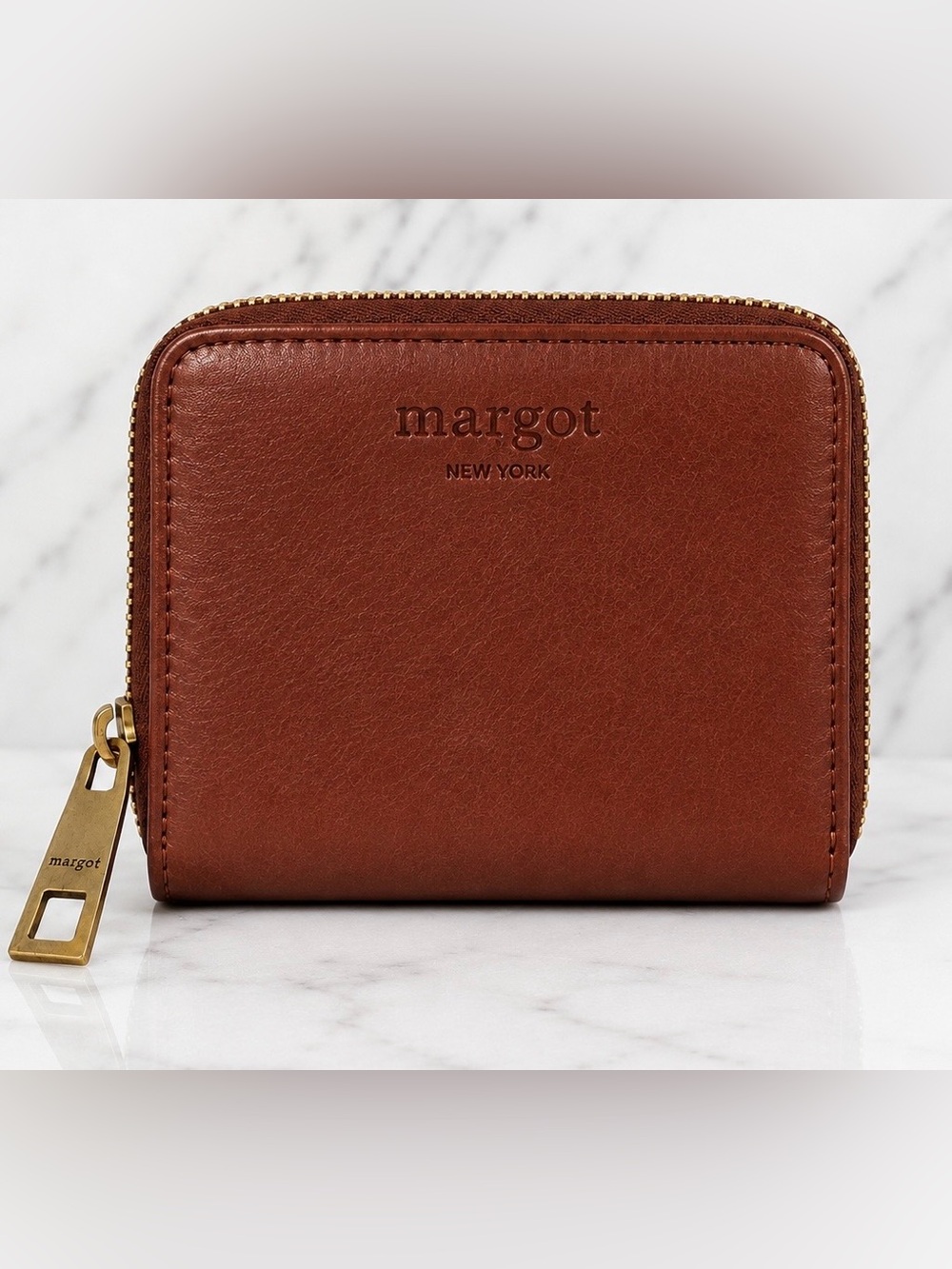 Margot New York Gina Compact Wallet Leather Cognac